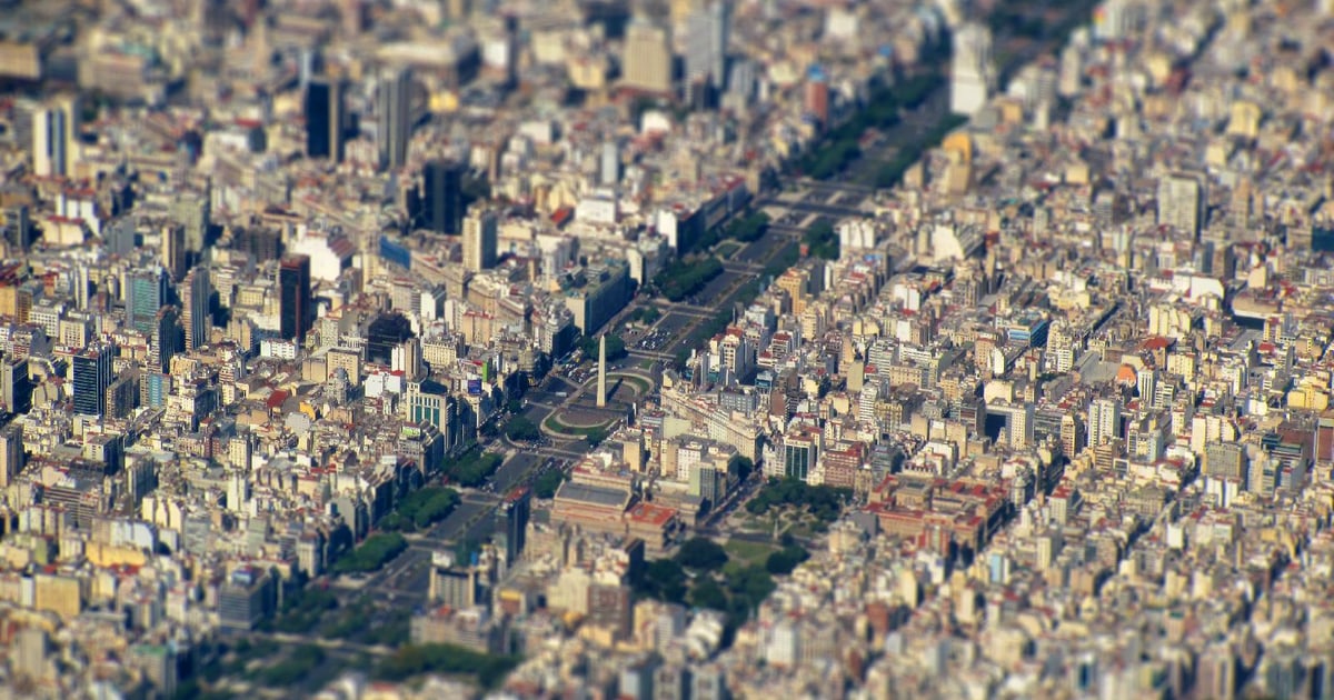 Aerial view of Buenos Aires and the Obelisco