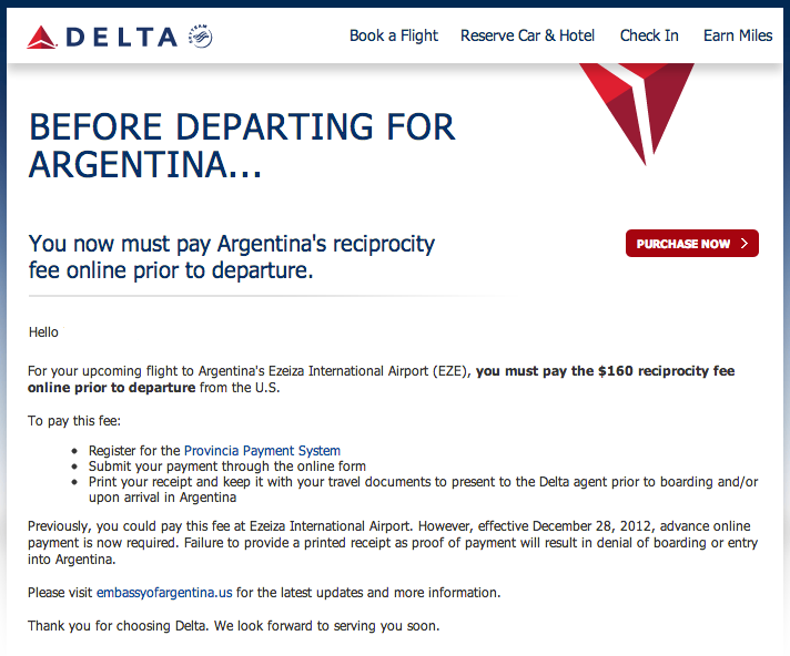 Argentina Reciprocity Fee